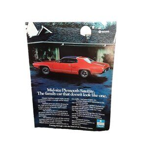 1972 Plymouth Satellite Car Red Color Original Print Ad vintage